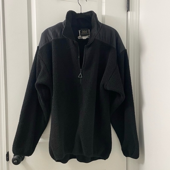 Helly Hanson Half Zip Chunky Fleece Pullover Casual Sweater Black Mens Large - Picture 1 of 9